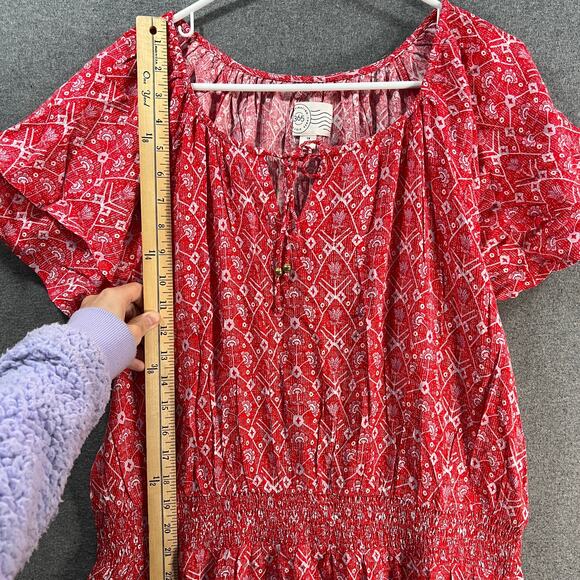 Destination 365 Regular Printed Short-Sleeve Midi Dress Red Abstract Size 1X - Picture 6 of 15